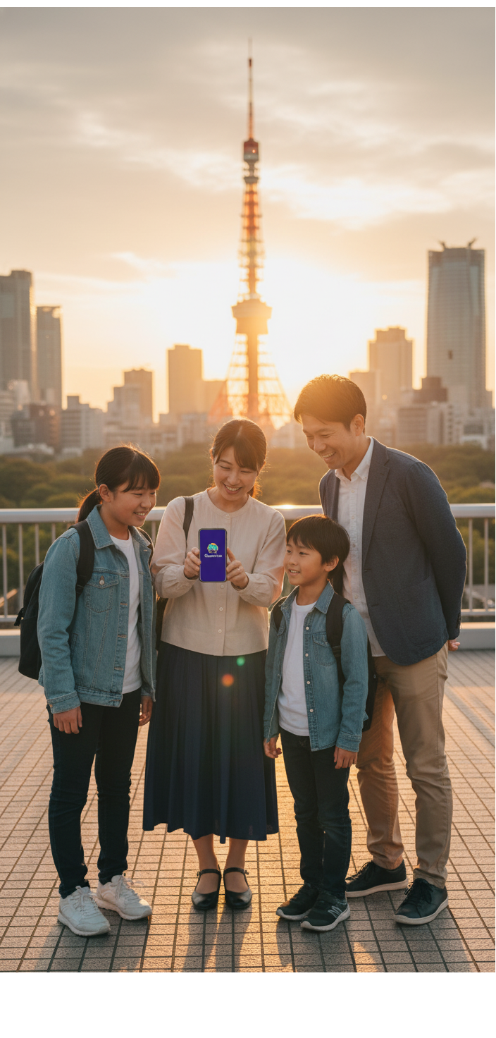 Family exploring a city with Questivio